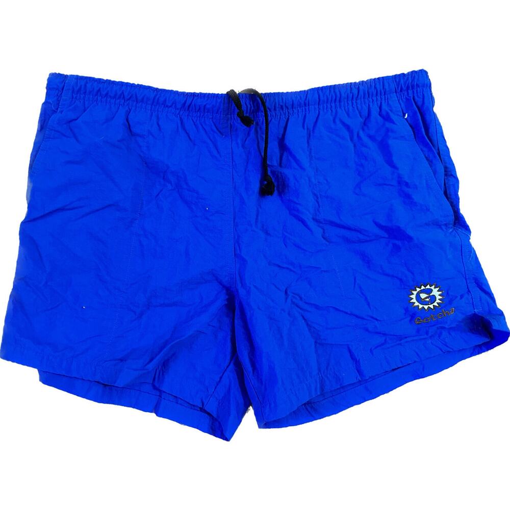 Vintage 90s Gotcha Blue Size 30 Mesh Lined Swim Trunk Shorts VTG